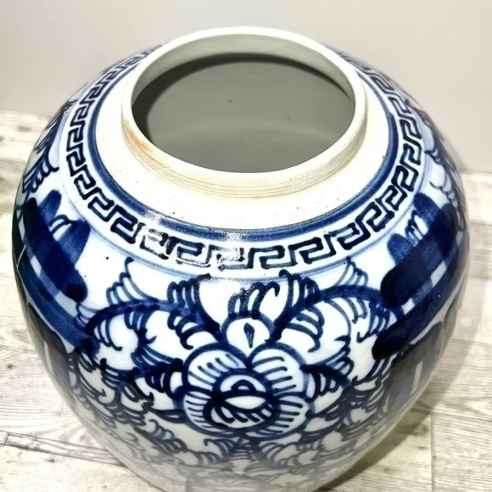 Double Happiness  Ginger Jar 9” Blue and White